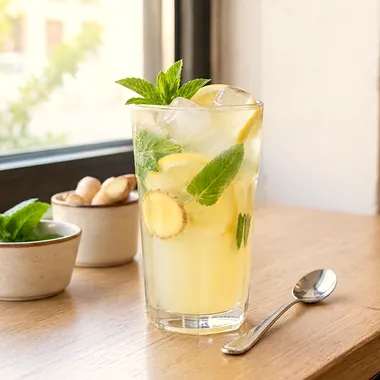 Limonada de menta y jengibre